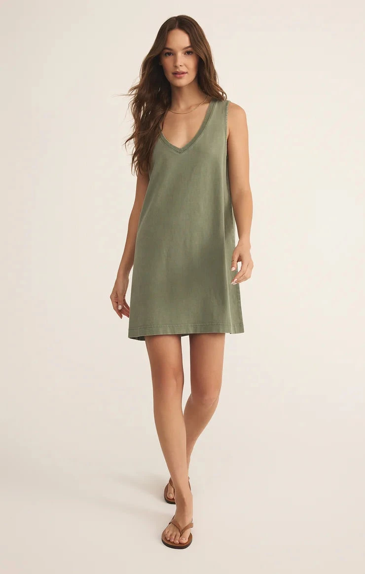 Sloane V-Neck Mini Dress Sloane V-Neck Mini Dress -Occasionally Yours z supply sloane v neck mini dress avocado 4