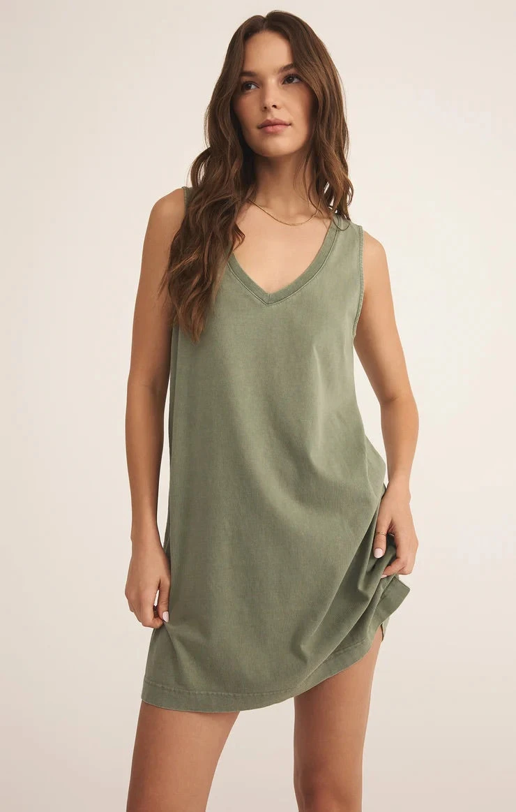 Sloane V-Neck Mini Dress Sloane V-Neck Mini Dress -Occasionally Yours z supply sloane v neck mini dress avocado 6